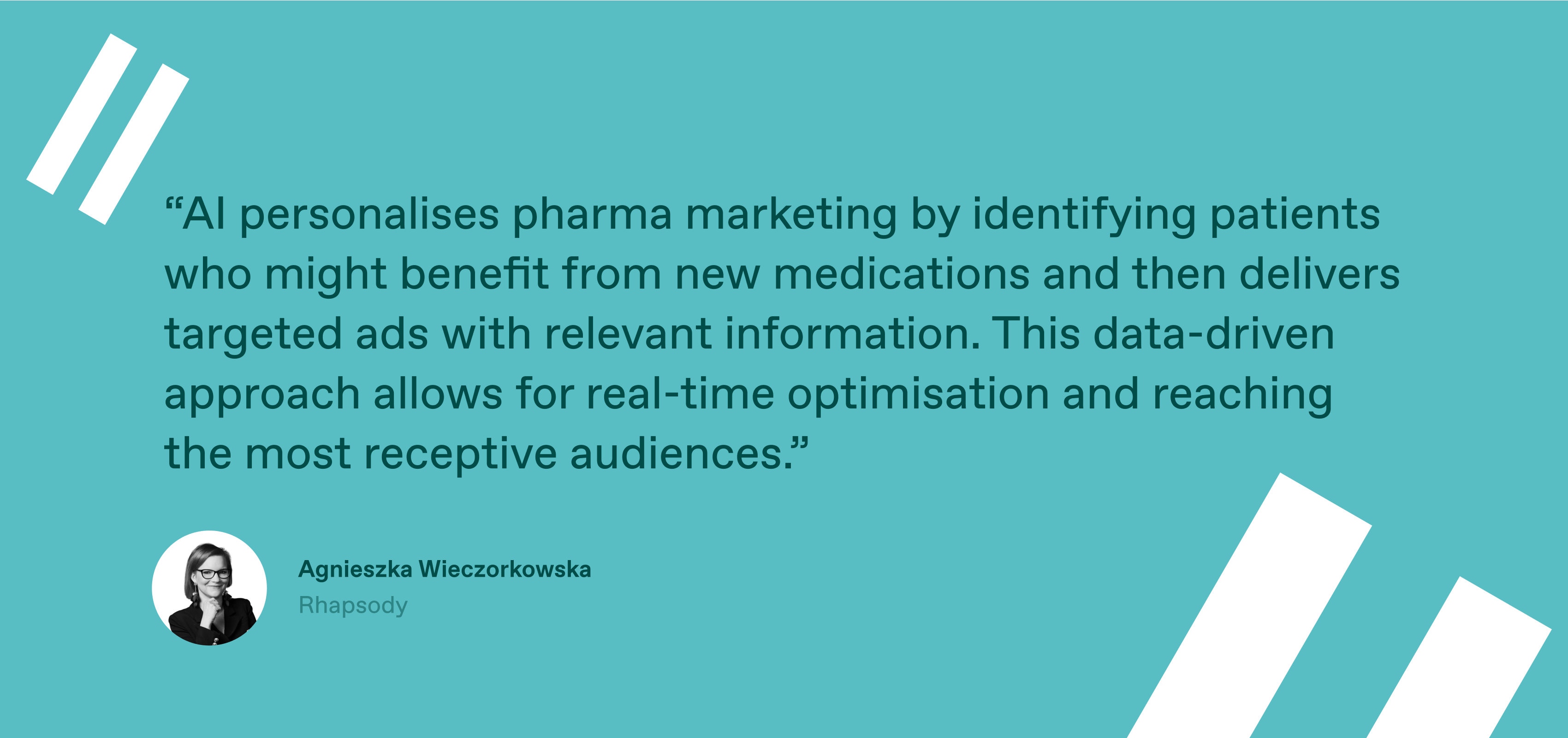AI personalises pharma marketing by identifying patients who might benefit from new medication and then delivering targeted ads with relevant information.