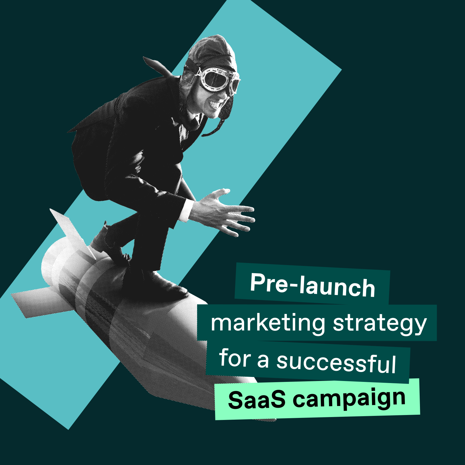 Illustration of a person riding a rocket symbolizing a pre-launch marketing strategy for a SaaS campaign.