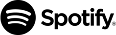 Spotify logo with black circular sound wave icon and wordmark