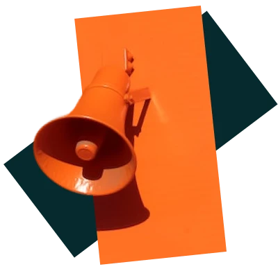 Orange megaphone symbolising brand strategy, messaging, and marketing direction.