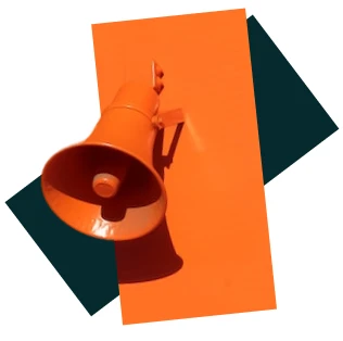 Orange megaphone symbolising digital strategy, brand marketing and campaign amplification